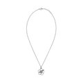 Silver adjustable necklace with a five-petal openwork hibiscus pendant, fine line details, and polished tropical design by Browniecherry
