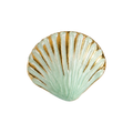 Mint green glossy seashell adjustable ring with raised ridges and reflective gold-tone details by Browniecherry
