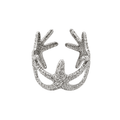 Silver adjustable statement ring with three textured starfish, layered curved bands, and raised ocean-inspired details by Browniecherry
