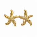 Textured gold-tone starfish stud earrings, ocean-inspired beach jewelry for women
