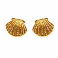 Gold Scallop Shell Stainless Steel Stud Earrings