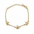 Gold adjustable bracelet with three raised starfish charms, slim chain, and lobster clasp by Browniecherry
